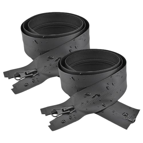 LuLiyLdJ 2 Stück Schwarz Zipper für Reißverschluss, 70 cm Wasserdichter Reißverschluss, Wasserdicht Reißverschlüsse für Mantel Jacken, Reissverschluss Zipper