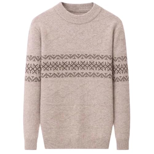 Rivccku Mens Knitted Jumper 100% Cashmere Cable Knit Jumper for Long-Sleeve Pullover Jumper Casual Crew Neck Warm
