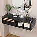 OmySalon Wall Mount Salon Station, Hair Stylist Cabinet with 3 Dryer Holders, 2 Drawers & Open Shelf for Barbershop, Beauty SPA, Bathroom, Black Gold