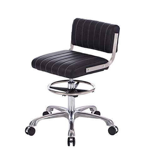 Frniamc Swivel Drafting Stool With Footring Adjustable Heavy Duty (400Lbs) Lumbar Support Task Chair For Studio Design Lab Classroom Hospital (Black) #TOP14