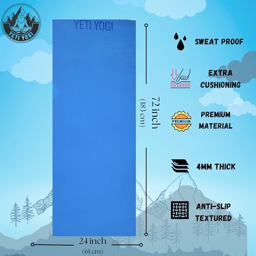 Image of EVA Yoga Mat 4mm Blue Anti Slip Exercise Workout Mat Durable Comfortable Unisex Home Gym Pilates Training Fitness Mat