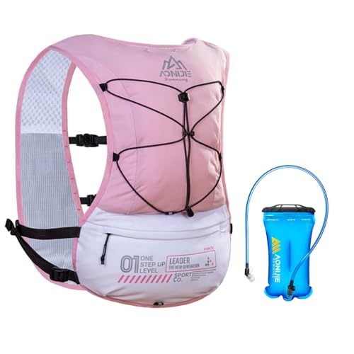 YOUGLE Hydration Vest Pack 5L Lightweight Running Backpack for Hiking Trail Running Race Marathon (Pink+1.5L Bladder)