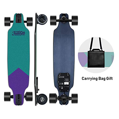 Teamgee H8 - Elektro Skateboard, E Skateboard mit Fernbedienung, Ultra Dünn, Integrierte Akku 480W Motor, bis zu 14km Reichweit, Ahornholz Deck, 75KG Max Belastung, Für Jugendliche, Lila und Grün
