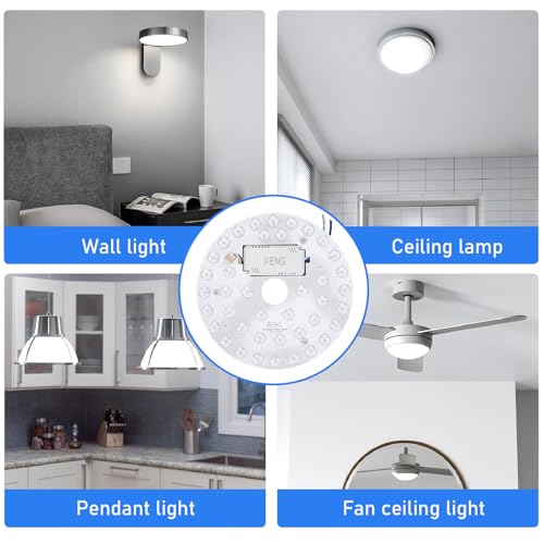 Cheotime 7,1 -calowy Wentylatory LED wentylatora sufitowego, wymiana światła LED, 18W 3CCT 3000K 4200K 6500K Zestaw wentylatora sufitowego, Zestaw okrągłego silnika LED,