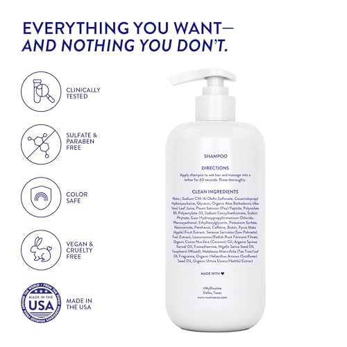 Image of Routine Wellness Anti-Thinning Volumizing Shampoo - Unscented | Clinically tested shampoo for thinning hair with biotin, pea peptides, saw palmetto oil, color safe, sulfate free