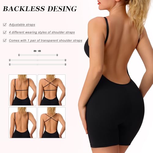 Image of Slimers Backless Shapewear Strapless Bodysuit - Low Back Women Body Shaper : Slimming Built In Bra With Plunge