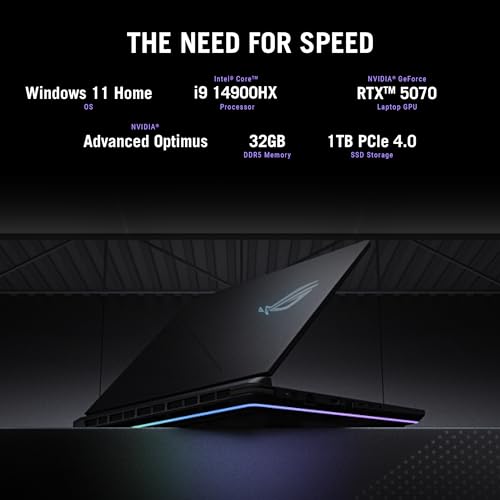 Image of ASUS ROG Strix G16 Gaming Laptop, 16 inch FHD+ 16:10 165Hz /3ms Display, NVIDIA GeForce RTX 5070 Laptop GPU, Intel Core i9 Processor 14900HX, 32GB DDR5-5600, 2TB SSD, Wi-Fi 7, Win11 Home