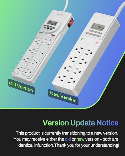 Image of BN-LINK 8 Outlet Surge Protector with 7-Day Digital Timer (4 Outlets Timed, 4 Outlets Always On) - White (Pack of 2)