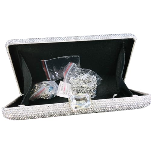 Image of Boutique De FGG Crystal Evening Bags for Women Formal Party Box Clutch Wedding Rhinestone Handbags Bridal Clutch Purse,Mini
