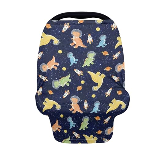 Image of Dinosaur Nursing Cover Up for Breastfeeding, Baby Stroller Carseat Canopy, Premium Elastic Car Seat Covers for Babies Kids,Blue Mother Breastfeeding Scarf