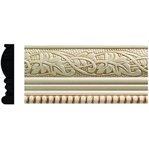 1825-4FTWHW Unfinished White Hardwood Leaf & Ball Chair Rail Moulding Cover