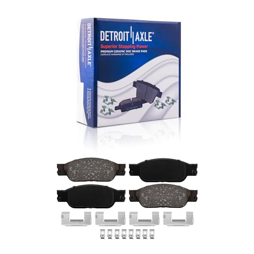Image of Detroit Axle - Brake Pads for Ford 2002-2005 Thunderbird, 2000-2002 2004 Jaguar S-Type, 2000-2006 Lincoln LS, Ceramic Brake Pads w /Hardware Front and Rear Replacement