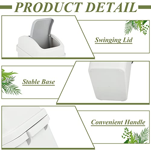 Image of Sumind 2 Pcs 2.6 Gallon Bathroom Trash Can with Swing Lid Small Garbage Can Plastic Bathroom Trashcan Garbage Bin for Kitchen Waste Bedroom Room Outdoor (Green and Beige)