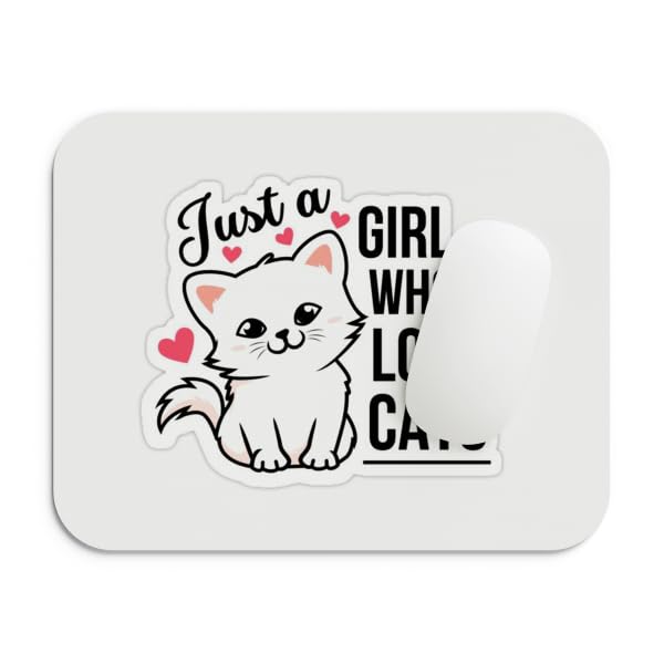 Image of SHERISH Cute Cat Mouse Pad for Laptop & PC - 19x23 cm Black Desk Mat | Smooth Cloth Surface, Non-Slip Rubber Base, Waterproof & Durable Gaming Mousepad for Office & Home (Just a Girl)