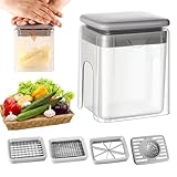 Cortador de Verduras | Cortadora Manual Multifuncional 4-en-1 con Recipiente | Cortador de Verduras y Picadora | para Hornear en Casa Acampar Fiestas Hamburguesas Zanahoria Tomate y