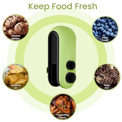 Image of TEKCOOL Portable Mini Sealing Machine, Handheld Packet Sealer for Food, Snacks, Chips, Fresh Storage, Plastic Bags Sealing Machine, 1 Year Warranty (Green)'
