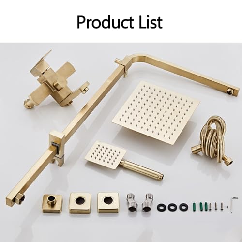 Ensemble de douche doré avec douchette combinée 3 jets réglable - 8
