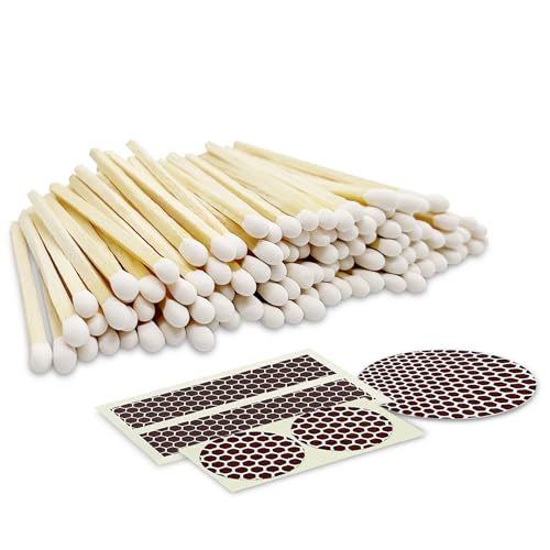 234 classic white tip safety matches  100 bulk artisan matchsticks with bumble striker stickers by thankful greetings decorative candle accessories  unique amp fun for your home decor gift amp events