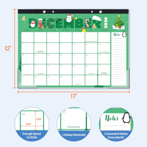 Image of SUNEE Desk Calendar 2027 - 17 inch x 12 inch Desk Pad Calendar, 18-Month Monthly Planner Oct. 2026 - Mar. 2028, Desktop Calendar with 308 Planner Stickers, Plastic Protective Corners for Office, School and Home, Cute