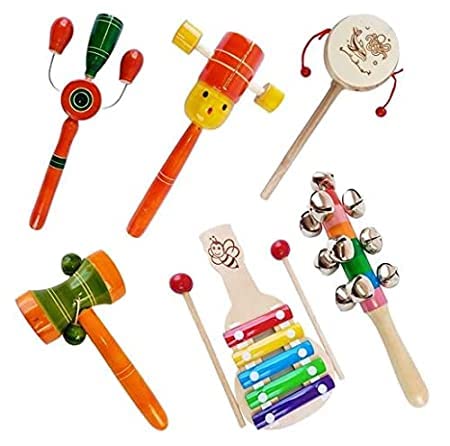 Little Mind Wooden Hand Crafted Rattle Set Specially Designed for Kids - Non Toxic Finish, Musical Instruments for Born Babies- Musical Toy (Pack of-6) (B0CQRHG2N4) Amazon Price History, Amazon Price Tracker