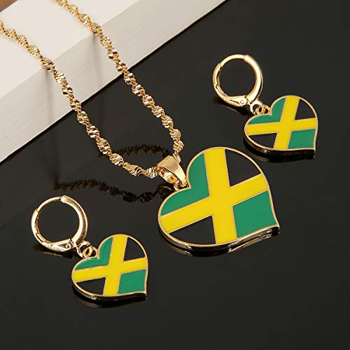 Cb Gold Jewelry G1306A Heart Enamel Jamaica Pendant Necklaces Jewellery Gold Color Jewelry Jamaican Flag Jewelry  thumb #2