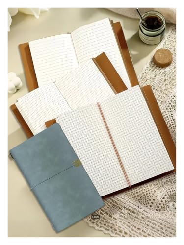 Carnet de notes de voyage style rétro marron avec pages blanches lignées pointillées RTN-A6-BR - 6