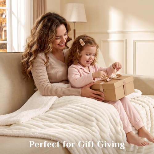 Image of BEDELITE Soft Sherpa Twin Blanket for Couch, Fluffy Gift, Cream, 60x80