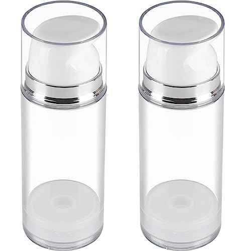 Angoily 2 Stück Kosmetik-Pumpspender, 150ML Transparente Leere Luftlose Pumpe Flaschen, Nachfüllbare Reiselotion-Spender für Lotion Parfüm Ätherisches Öl Foundation Flüssiger Toner