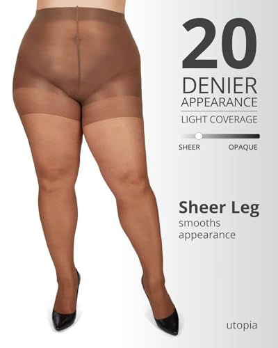 Image of MeMoi Plus Size Curvy Control Top Pantyhose for Women, Comfortable Silky Sheer Pantyhose, Lightweight Womens Stockings