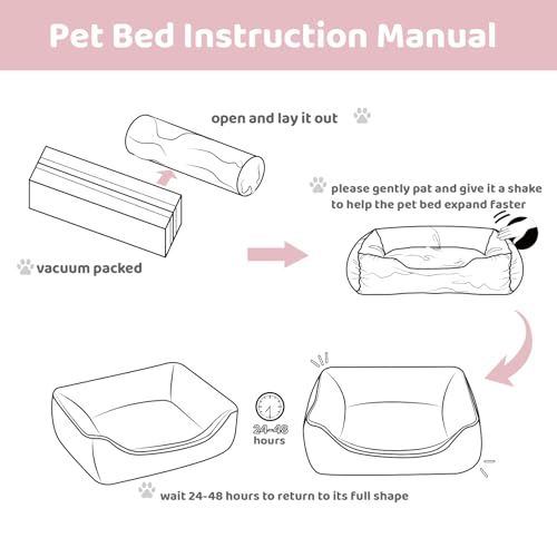 Hollypet Katzenbett Kleines Hundebett Haustierbett für Katzen und Welpen, Weiches Haustierschlafbett Atmungsaktives Haustierkissen, Beige (55 * 45 * 15cm)