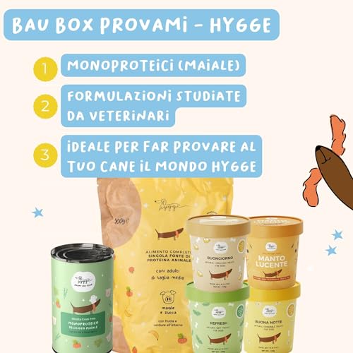BAU BOX PROVAMI - 800 g Kroketten für Hunde Monoprotein Schweinefleisch - 400 g Nassfutter Hund ohne Getreide Schwein Fenchel - 3 x Kekse Hund Routine Box und köstliche Ergänzung für glänzendes Fell -