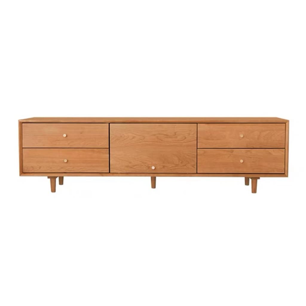 Soporte de TV con puerta de armario reversible, centro de entretenimiento moderno de madera con 4 cajones, mueble de TV, consola de TV para sala de estar y dormitorio, 59 x 15.7 x 17.7 pulgadas