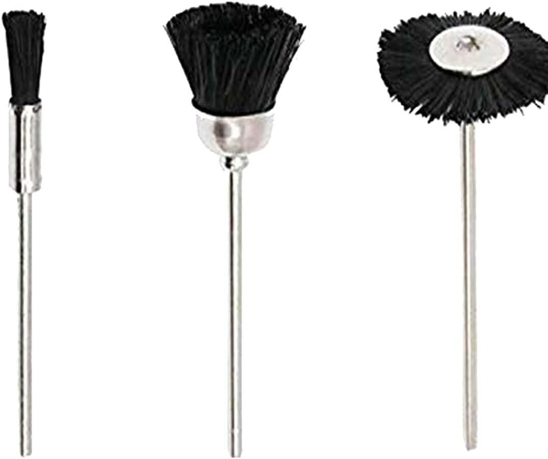DIY Crafts Soft Nylon Bristle Brushes Cup Wire Brush Set Cleaning Polishing Accessories 2.35mm Shank for Dremel Rotary Drill Tools. (3 Pcs, Nylon Bristle Brushes)