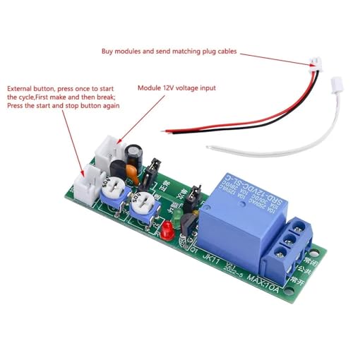 Temporizador de ciclo ajustable CC 24V con relé protector e interruptor de retardo 3