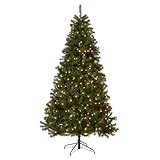 National Tree Company 7 ft Pre-Lit North Valley Spruce Artificial Christmas Tree, 500 Clear Lights, 1,096 Tips, Includes Stand, Green