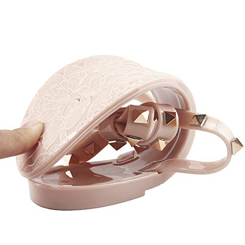 Image of TYFLOVE Women Rivet Flip Flops Studded Jelly Thong Sandals with Bow Summer Bowtie Flat Beach Rain Shoes