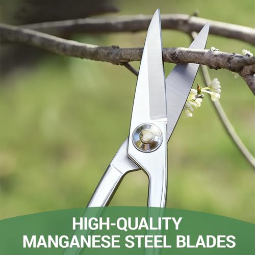 Image of HASTHIP 7.5'' Garden Snip Long-Handle Narrow Scissors, Manganese Steel Gardening Pruning Shears for Flowers, Herbs, and Plants