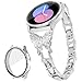 G-ficu Butterfly Band Compatible with Galaxy Watch 4 Band 40mm with Case, 20mm Quick Release Women Diamond Cute Metal Slim Watch Band + Bling Protective Cover Case-Silver