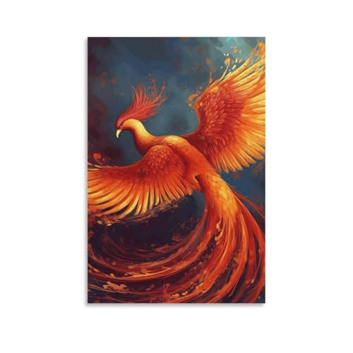 Toile murale Phoenix orange pour illuminer votre salon ou salle de bain moderne