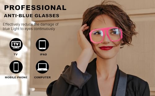 Image of FEISEDY Oversized Blue Light Blocking Glasses Women Men Big Plastic Aviator Frame Eyewear Clear Lens Computer Glasses B2371