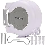 Ecobam Retractable Washing Lines, Wall Mounted Reel Laundry Drying Double Clothes Line, Heavy Duty Dual Clothesline Dryer Indoor Outdoor, 26 Meter (2 x 13m) White