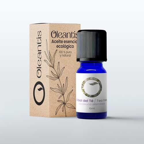 Oleantis Aceite Esencial de Árbol del Té Ecológico, 10ml, Certificado CAAE, Aceite Puro BIO Natural para Aromaterapia y Cuidado Personal. Antibacteriano, Antifúngico, Antiviral, Repelente.