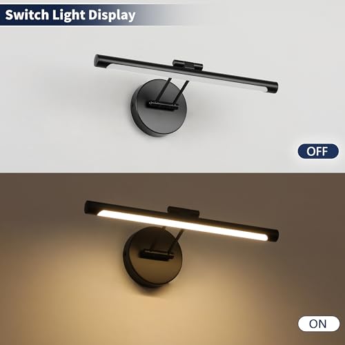 Image of JUSHENG Dimmable Picture Lights Hardwired LED Painting Light Black Gallery Wall Light Art Lighting for Portrait Artwork Canvas 15.74 inch 7W 110V AC