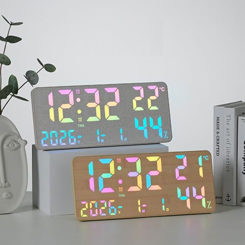 Horloge murale numérique design épuré à éclairage d'ambiance variable