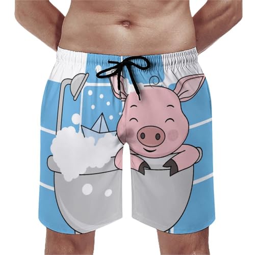 Short de bain homme cochon amusant et séchage rapide pour la plage