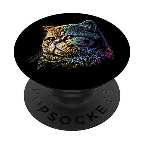 Funny Exotic Shorthair Lover Colorful graphic Cat Dad Mom PopSockets PopGrip Intercambiabile