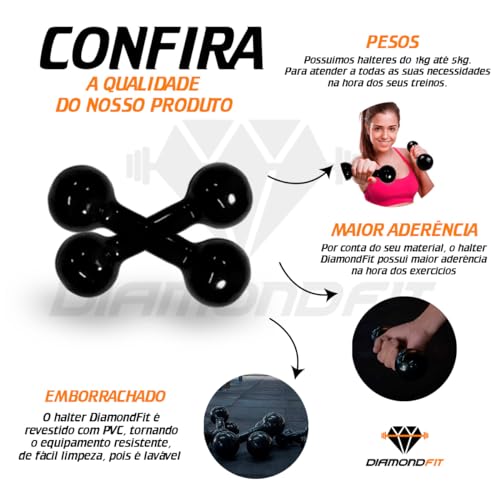 Kit Par de Caneleira Tornozeleira 3kg + Colchonete + Par de Halter Emborrachado 3kg Para Treino Acad