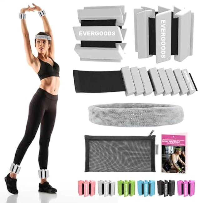 Wrist and Ankle Weights for Women and Men, Set of 2 (1lb Each) Wrist Weights with Sweatband, Adjustable Strap Leg Weights Perfect for Yoga, Pilates, Dance, Pool Workouts, and Jogging