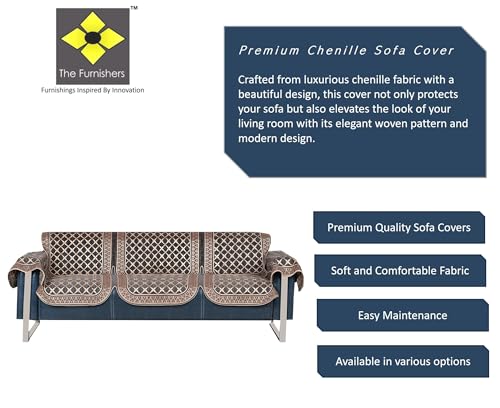 Image of Premium Chenille Woven Anti-Slip 3 Seater Sofa Cover with Arm Rest | L-Shape Sofa Seat Protector for Living Room | Durable & Stylish Slipcover - Dark Grey
