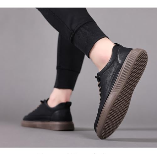 Men's Leather Business Low Top Sneakers,Retro Fashion Breathable Soft Sole Dress Shoes,Stylish Casual Oxford Sneakers.3